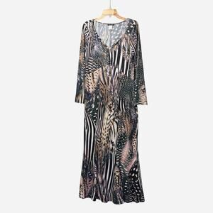 Venus Long Sleeve Flare Dress L- Butterfly wing design, slinky, sexy